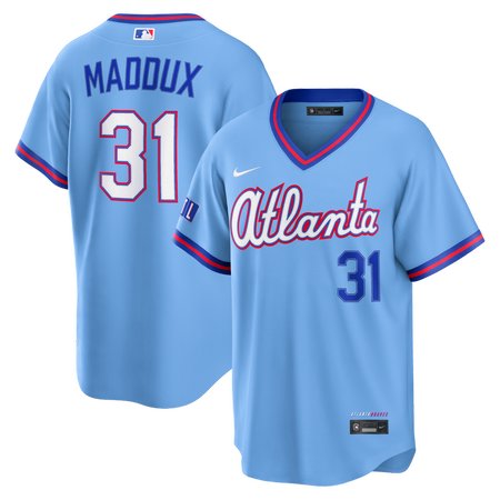 Men's Atlanta Braves #31 Greg Maddux Nike Powder Blue 2026 City Connect Stadium Jersey