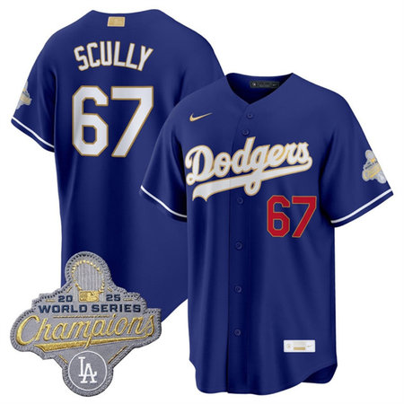 Youth Los Angeles Dodgers #67 Vin Scully Royal 2026 Alternate Gold Collection Stadium Jersey