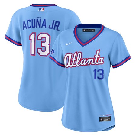 Women's Atlanta Braves Ronald #13 Acuna Jr. Nike Powder Blue 2026 City Connect Stadium Jersey