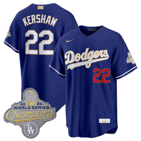 Youth Los Angeles Dodgers #22 Clayton Kershaw Royal 2026 Alternate Gold Collection Stadium Jersey