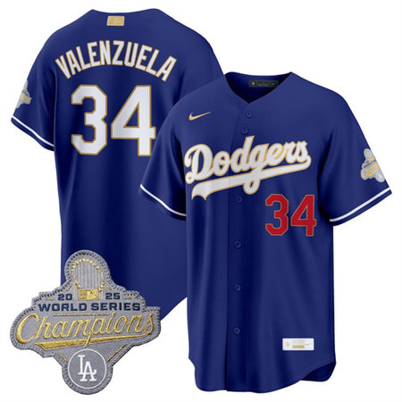 Youth Los Angeles Dodgers #34 Fernando Valenzuela Royal 2026 Alternate Gold Collection Stadium Jersey