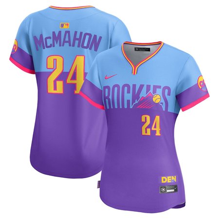 Women's Colorado Rockies #24 Ryan McMahon Purple/Light Blue 2025 City Connect Limited Player Jersey