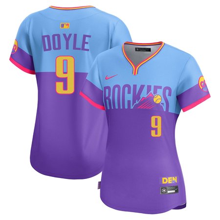 Women's Colorado Rockies #9 Brenton Doyle Purple/Light Blue 2025 City Connect Elite Player Jersey