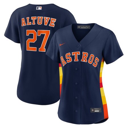 Women's Houston Astros #27 Jose Altuve Nike Navy Alternate Replica Player Jersey