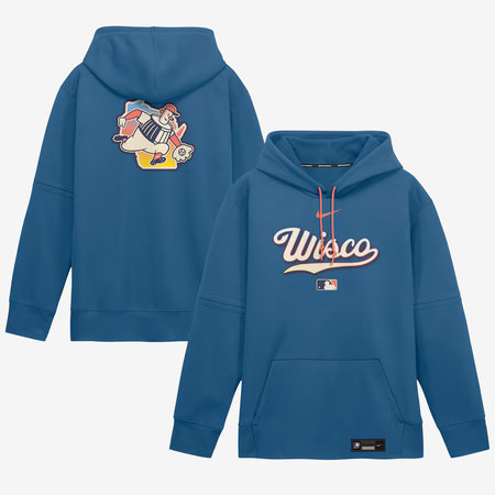 Men's Milwaukee Brewers Nike Blue 2026 City Connect Authentic Collection Therma-FIT Hoodie