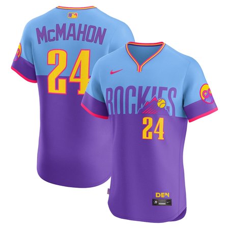 Youth Colorado Rockies #24 Ryan McMahon Purple/Light Blue 2025 City Connect Elite Player Jersey