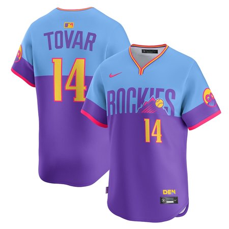 Men's Colorado Rockies #14 Ezequiel Tovar Purple/Light Blue 2025 City Connect Elite Player Jersey