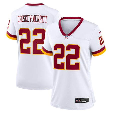 Women's Washington Commanders #22 Jacory Croskey-Merritt Nike White Game Super Bowl Era Jersey