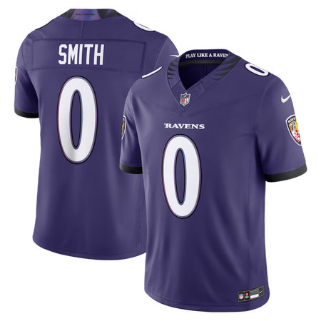 Men's Baltimore Ravens #0 Roquan Smith Nike Purple Vapor F.U.S.E. Sewn Down Limited Jersey
