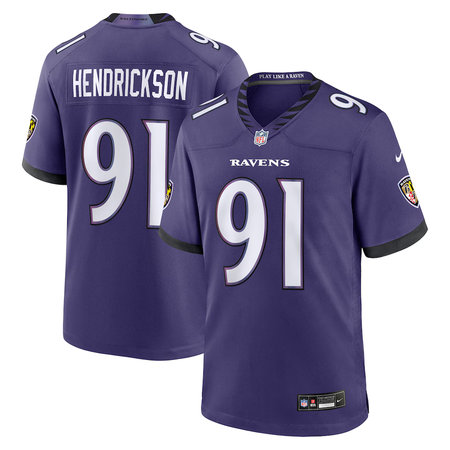 Men's Baltimore Ravens #91 Trey Hendrickson Nike Purple Team Game Jersey