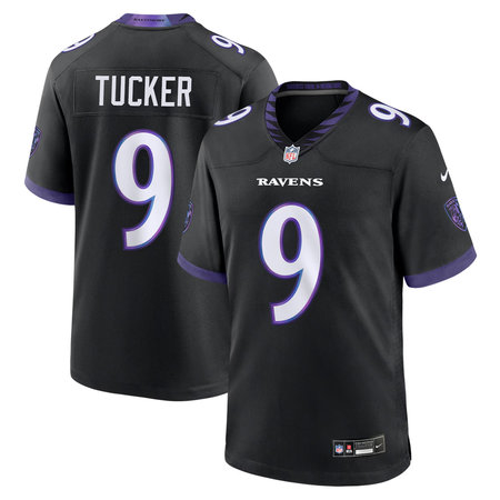 Men's Baltimore Ravens #9 Justin Tucker Nike Black Alternate Game Jersey