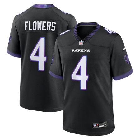 Men's Baltimore Ravens #4 Zay Flowers Nike Black Alternate Game Jersey