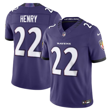 Youth Baltimore Ravens #22 Derrick Henry Nike Purple Vapor F.U.S.E. Sewn Down Limited Jersey