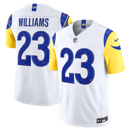 Men's Los Angeles Rams #23 Kyren Williams Nike White Vapor F.U.S.E. Sewn Down Limited Jersey