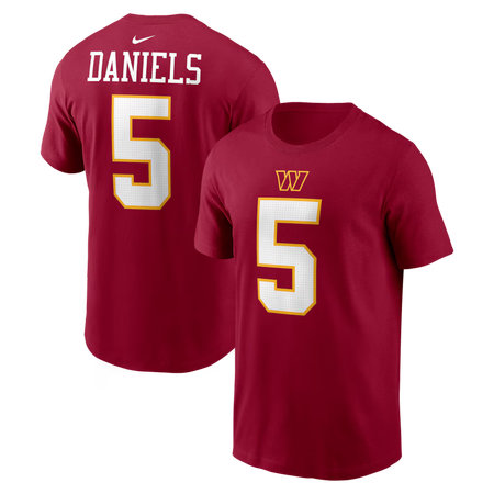 Men's Washington Commanders #5 Jayden Daniels Nike Burgundy Name & Number T-Shirt
