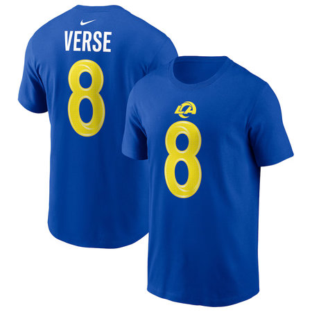 Men's Los Angeles Rams #8 Jared Verse Nike Royal Name & Number T-Shirt