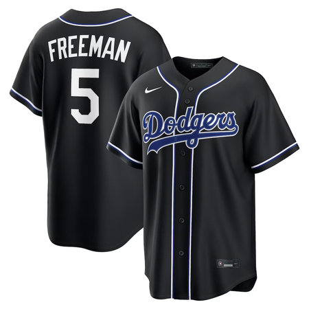 Men's Los Angeles Dodgers #5 Freddie Freeman Nike Fashion Replica Black Out Jersey