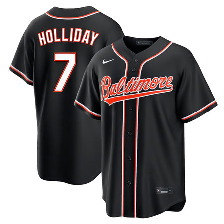 Men's Baltimore Orioles #7 Jackson Holliday Nike Black Fashion Replica Player Jersey