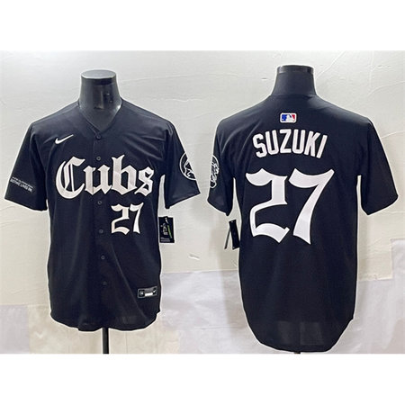 Men's Chicago Cubs #27 Seiya Suzuki Black "Gothic North Side Edition" Vapor Premier Limited Stitched Baseball Jersey