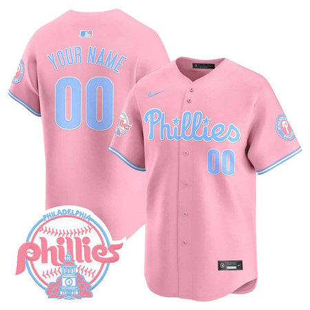 Men's Philadelphia Phillies Bubblegum Pink Vapor Premier Limited Stitched Custom Jersey
