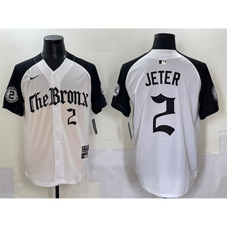 Men's New York Yankees #2 Derek Jeter White "Gothic Legacy Edition" Vapor Premier Limited Stitched Baseball Jersey