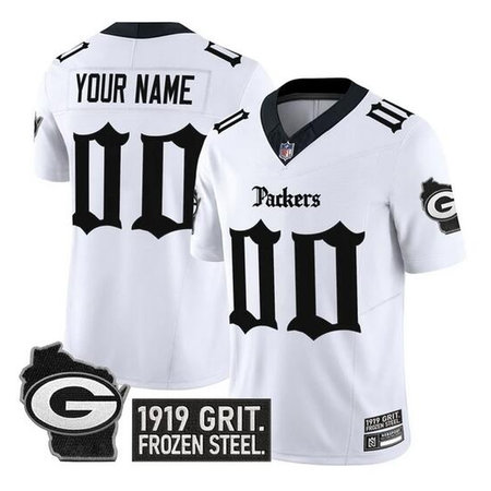 Men's Green Bay Packers White F.U.S.E. "Gothic Frozen Tundra Edition" Vapor Limited Stitched Football Custom Jersey