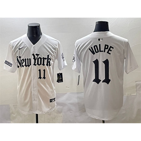 Men's New York Yankees #11 Anthony Volpe White "Gothic Legacy Edition" Vapor Premier Limited Stitched Baseball Jersey