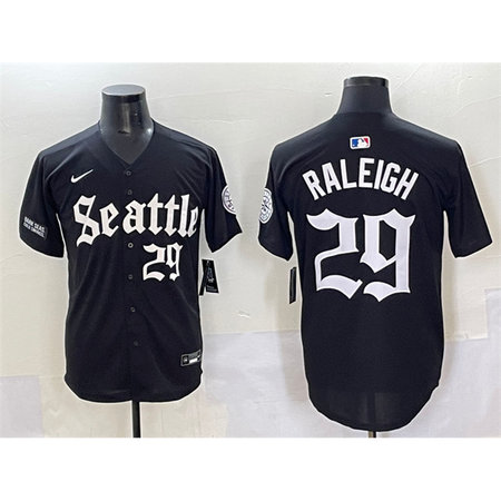 Men's Seattle Mariners #29 Cal Raleigh Black "Deep Sea Gothic Edition" Vapor Premier Limited Stitched Baseball Jersey