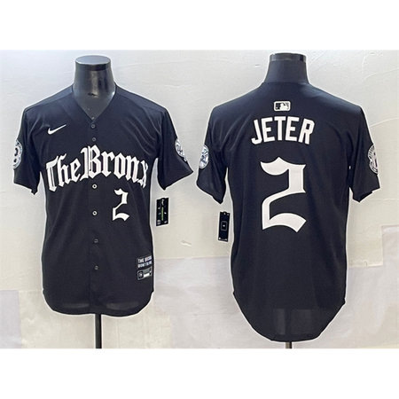 Men's New York Yankees #2 Derek Jeter Black "Gothic Legacy Edition" Vapor Premier Limited Stitched Baseball Jersey