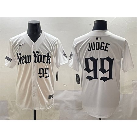 Men's New York Yankees #99 Aaron Judge White "Gothic Legacy Edition" Vapor Premier Limited Stitched Baseball Jersey