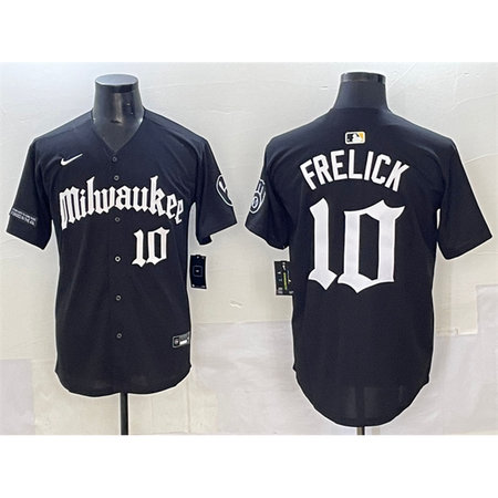 Men's Milwaukee Brewers #10 Sal Frelick Black "Gothic 414 Shadows Edition" Vapor Premier Limited Stitched Jersey