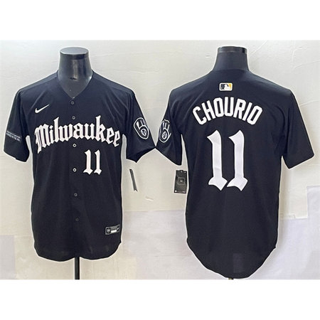 Men's Milwaukee Brewers #11 Jackson Chourio Black "Gothic 414 Shadows Edition" Vapor Premier Limited Stitched Jersey