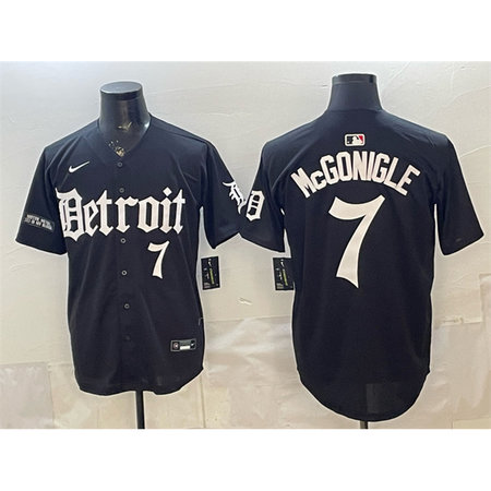 Men's Detroit Tigers #7 Kevin McGonigle Black "Motor Gothic Edition" Vapor Premier Limited Stitched Baseball Jersey