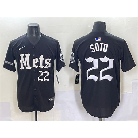 Men's New York Mets #22 Juan Soto Black "Gotham Gothic Edition" Vapor Premier Limited Stitched Baseball Jersey