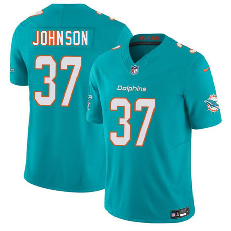 Men's Miami Dolphins #37 Isaiah Johnson Aqua 2026 F.U.S.E. Vapor Limited Stitched Football Jersey