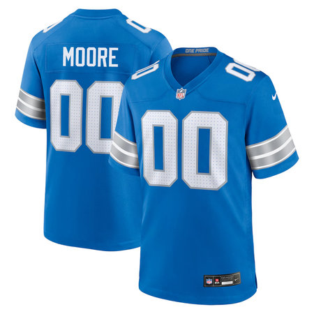Men's Detroit Lions Derrick Moore Blue 2026 NFL Draft Game Jersey