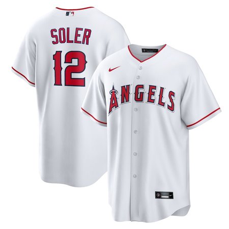 Men's Los Angeles Angels #12 Jorge Soler White Home Replica Jersey