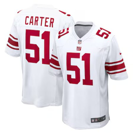 Men's New York Giants #51 Abdul Carter White First Round Pick Game Jersey