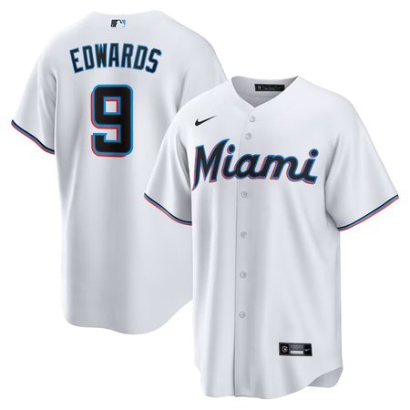 Men's Miami Marlins #9 Xavier Edwards Nike White Home Replica Jersey
