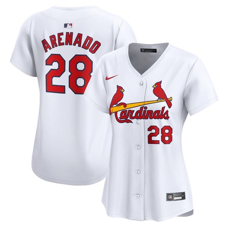 Women's St. Louis Cardinals #28 Nolan Arenado White Home Limited Player Jersey
