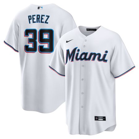 Men's Miami Marlins #39 Eury Perez Nike White Home Replica Jersey