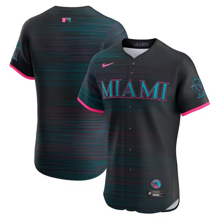 Men's Miami Marlins Black 2025 City Connect Elite Jersey