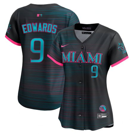 Women's Miami Marlins #9 Xavier Edwards Black 2025 City Connect Limited Jersey