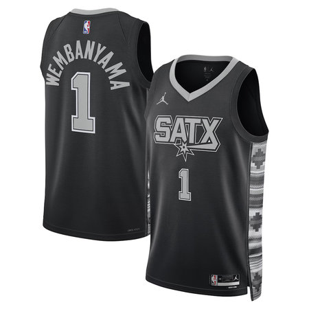 Women's San Antonio Spurs #1 Victor Wembanyama Black Swingman Statement Edition Jersey