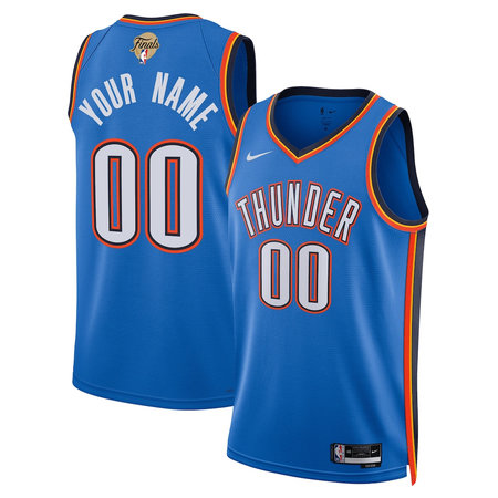 Men's Oklahoma City Thunder Nike Blue 2025 NBA Finals Patch Swingman Icon Edition Custom Jersey