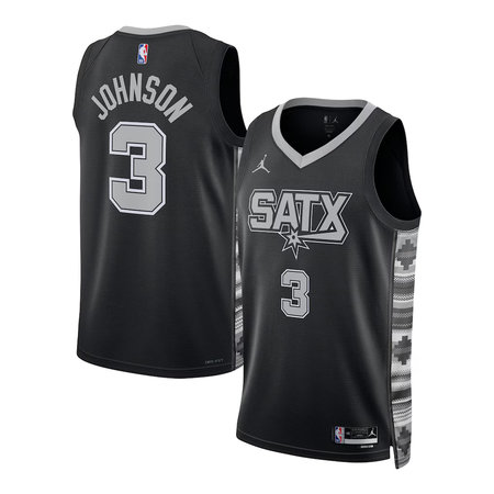 Women's San Antonio Spurs #3 Keldon Johnson Black Swingman Statement Edition Jersey