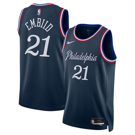 Women's Philadelphia 76ers #21 Joel Embiid Nike Navy 2025/26 Swingman City Edition Jersey