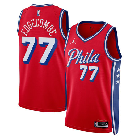 Men's Philadelphia 76ers #77 V. J. Edgecombe Red Swingman Statement Edition Jersey