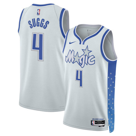 Men's Orlando Magic #4 Jalen Suggs Nike Silver 2025/26 Swingman City Edition Jersey