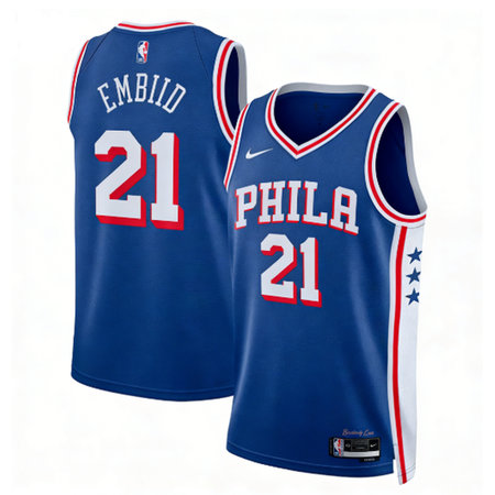 Women's Philadelphia 76ers #21 Joel Embiid Blue Swingman Icon Edition Jersey